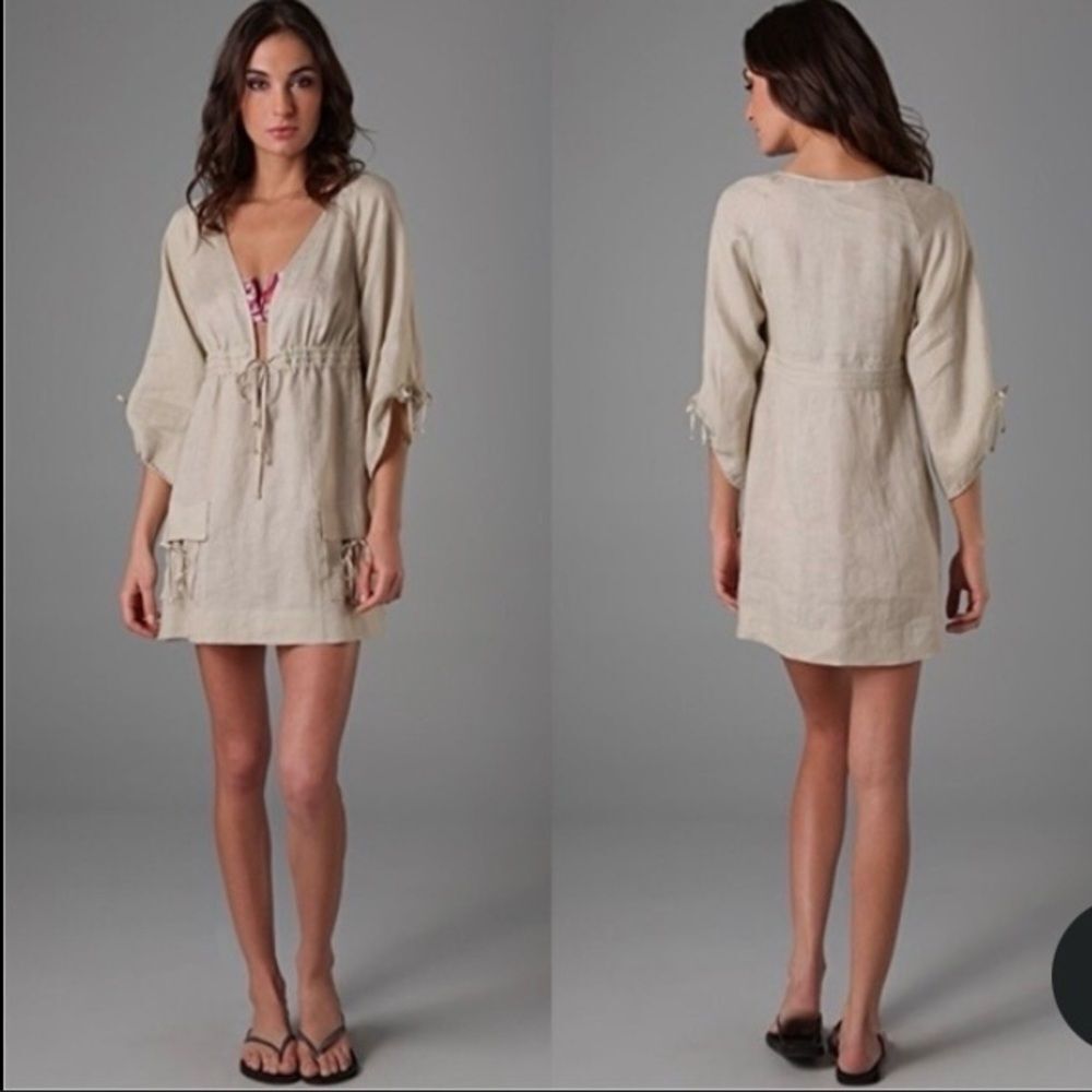 Zuza Linen Cover up Size S/M Airy Tropical Resort wear Beach